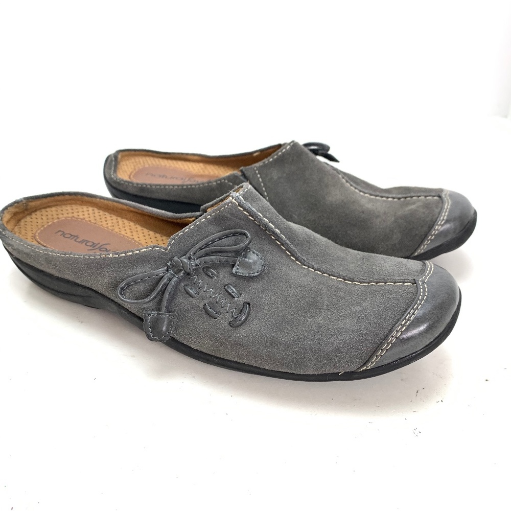 NATURAL SOUL NATURALIZER Gray Suede Mules Shoes 7